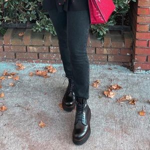 R13 black leather combat boots